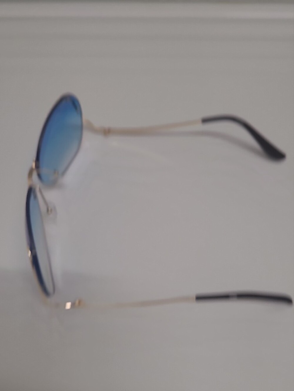 Blue Mirrored Rimless Gradient Sunglasses - Picture 5 of 7